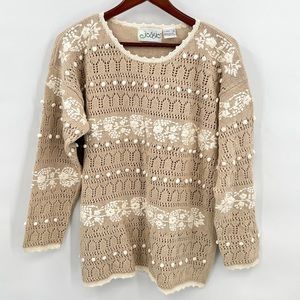 Vintage  Ramie & Cotton Oversized Popcorn Knit Sweater